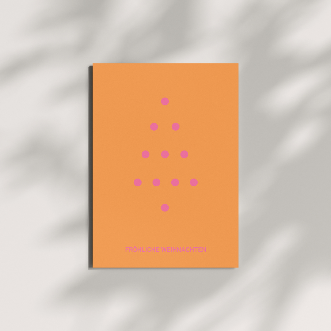 Postkarte - Tannenbaum Orange Pink